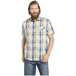 Kurzarmhemd JARLE Blau Gelb Kariert -Warme Kleidung server 1029