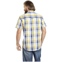 Kurzarmhemd JARLE Blau Gelb Kariert -Warme Kleidung server 1030