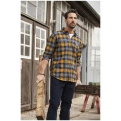 Hemd GERMOL Dunkelgelb Kariert -Warme Kleidung server 1043