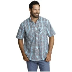 Kurzarmhemd GERBURG Grau Grün Kariert -Warme Kleidung server 1064