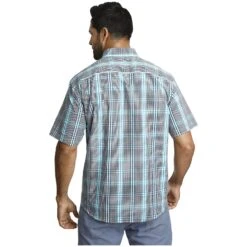 Kurzarmhemd GERBURG Grau Grün Kariert -Warme Kleidung server 1065