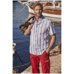 Kurzarmhemd EIBO Blau Gestreift -Warme Kleidung server 1075