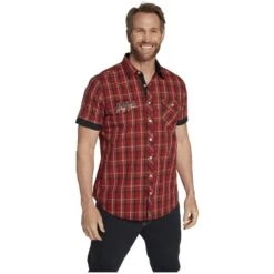 Kurzarmhemd EMYLS Rot Kariert -Warme Kleidung server 1087