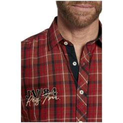 Kurzarmhemd EMYLS Rot Kariert -Warme Kleidung server 1095