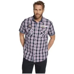 Kurzarmhemd ARNELF Dunkelblau Kariert -Warme Kleidung server 1119