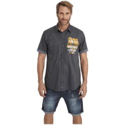 Kurzarmhemd ALGER Dunkelgrau 13 Kurzarmhemd ALGER Dunkelgrau -Warme Kleidung server 1124