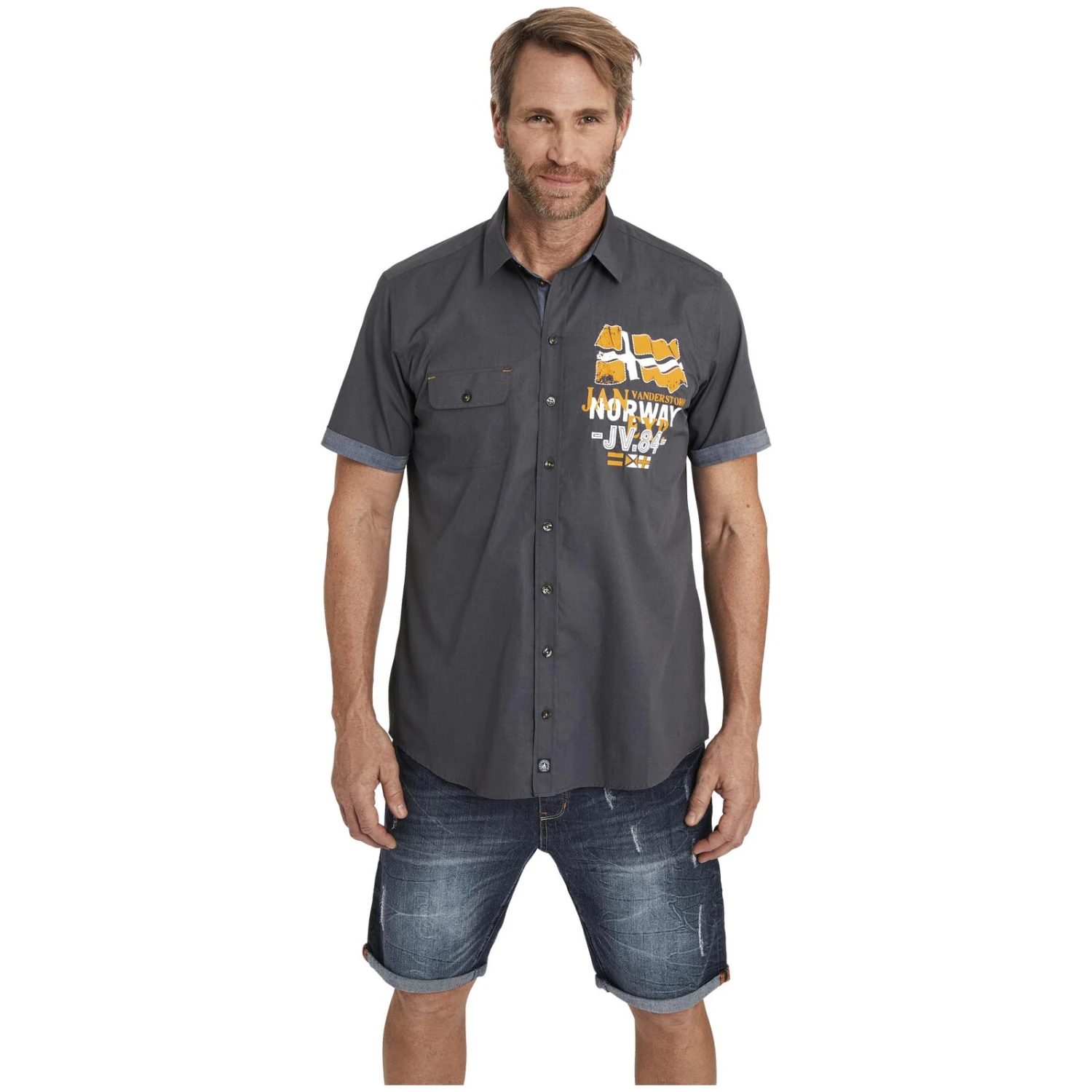 Kurzarmhemd ALGER Dunkelgrau 4 Kurzarmhemd ALGER Dunkelgrau – Bild 2