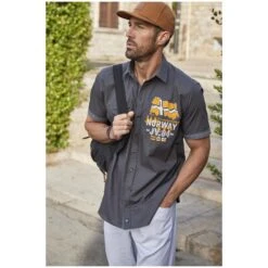 Kurzarmhemd ALGER Dunkelgrau 19 Kurzarmhemd ALGER Dunkelgrau -Warme Kleidung server 1130