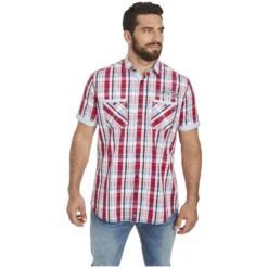 Kurzarmhemd WENTZEL Rot Kariert -Warme Kleidung server 1323