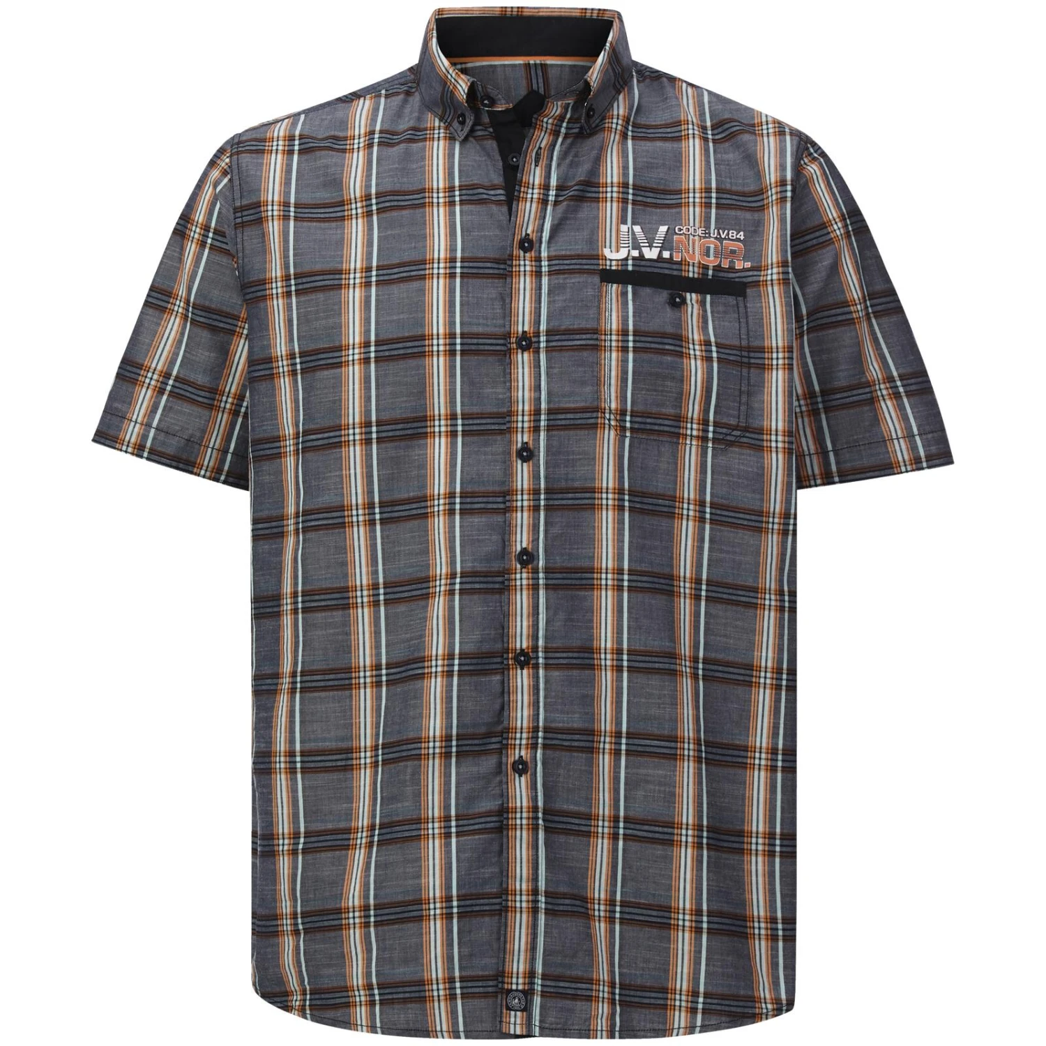 Kurzarmhemd ZESAR Dunkelgrau Kariert 3 Kurzarmhemd ZESAR Dunkelgrau Kariert