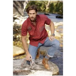 Kurzarmhemd CHRISTMAR Rot Bedruckt -Warme Kleidung server 1426