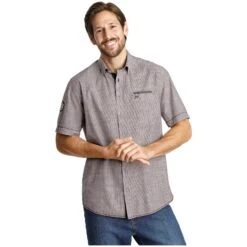 Kurzarmhemd MILOS Dunkelrot Gestreift -Warme Kleidung server 1435