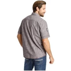 Kurzarmhemd MILOS Dunkelrot Gestreift -Warme Kleidung server 1436