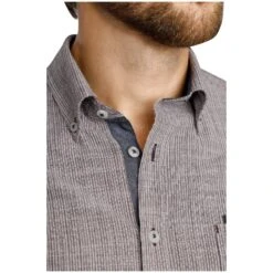 Kurzarmhemd MILOS Dunkelrot Gestreift -Warme Kleidung server 1438