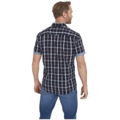 Kurzarmhemd BERTY Dunkelblau Kariert -Warme Kleidung server 1487