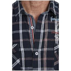 Kurzarmhemd BERTY Dunkelblau Kariert -Warme Kleidung server 1489