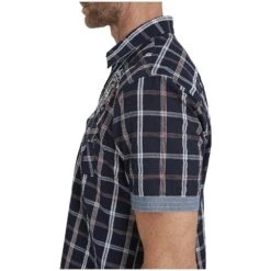 Kurzarmhemd BERTY Dunkelblau Kariert -Warme Kleidung server 1490