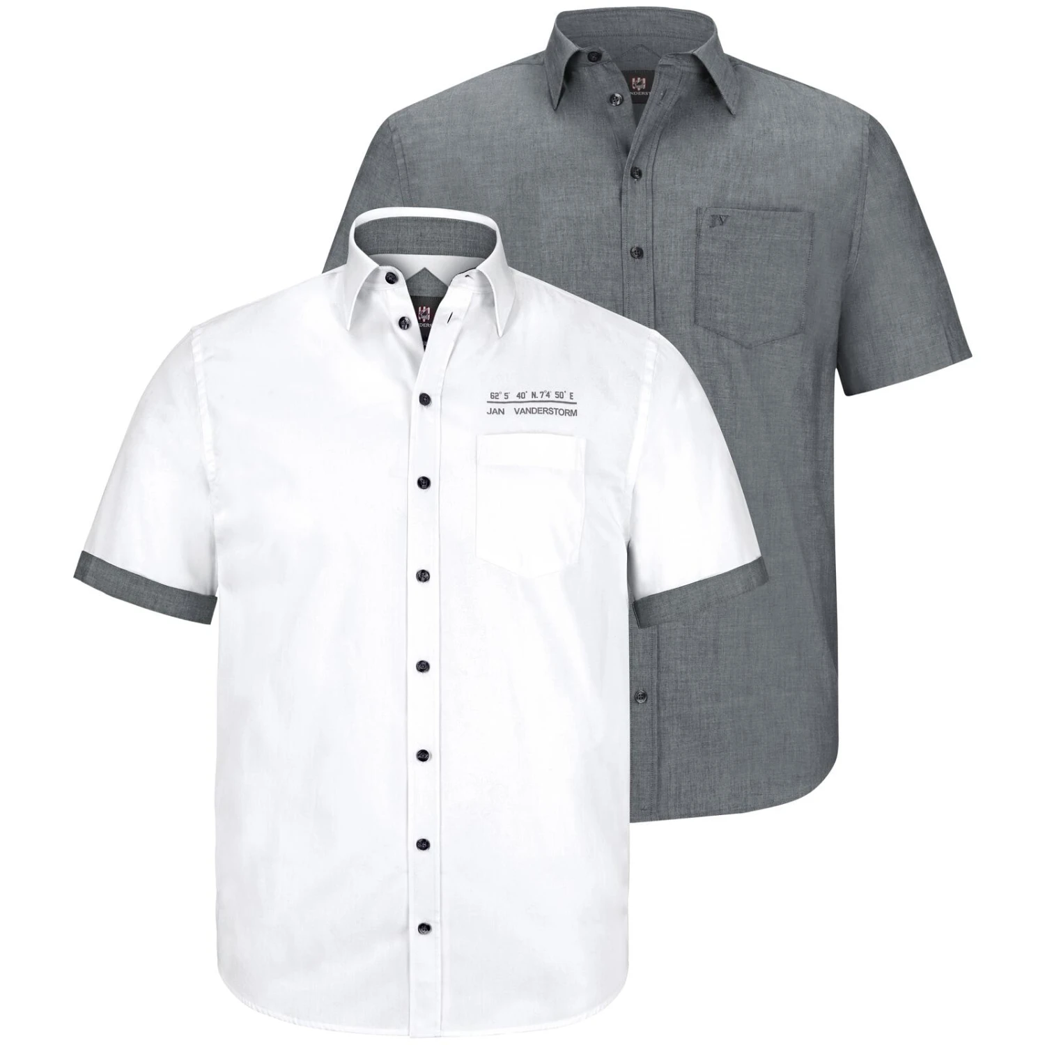 Doppelpack Hemd EVIN Weiß Grau 2 Doppelpack Hemd EVIN Weiß Grau