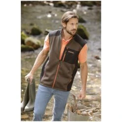 Outdoorweste ADALWOLF Oliv Schwarz -Warme Kleidung server 1724