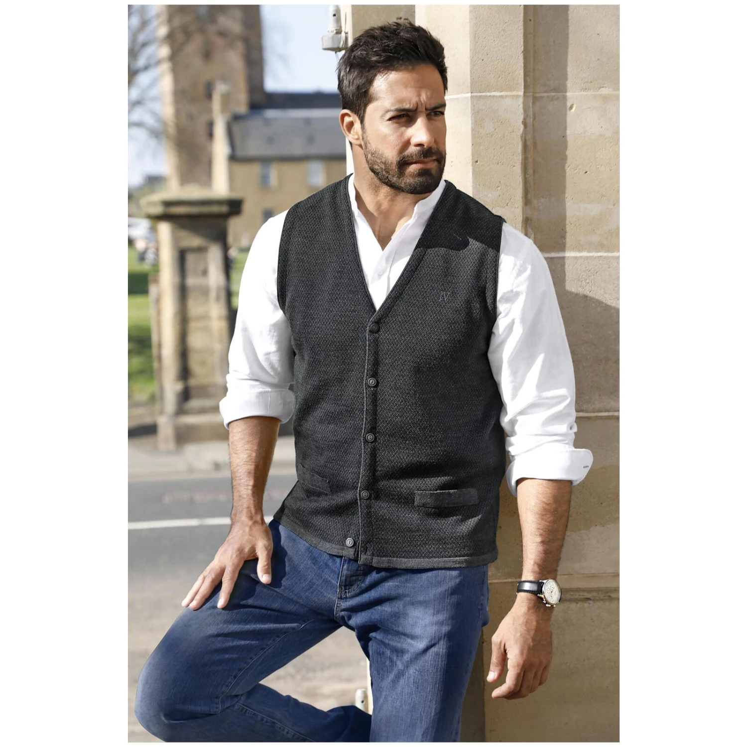 Strickweste TANE Dunkelgrau Gemustert 7 Strickweste TANE Dunkelgrau Gemustert – Bild 5