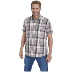 Kurzarmhemd MOMMO Oliv Kariert -Warme Kleidung server 786