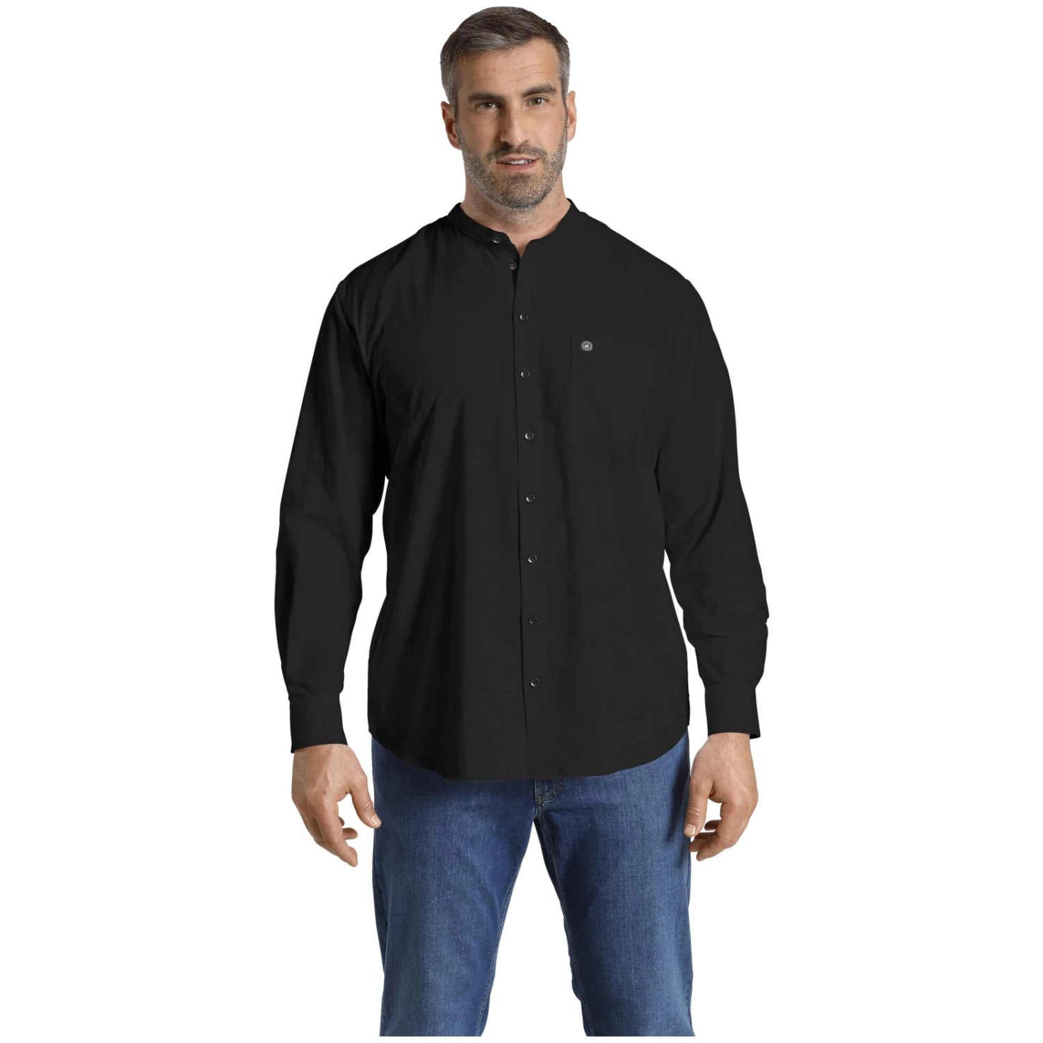 Stehkragenhemd KALLU Schwarz 4 Stehkragenhemd KALLU Schwarz – Bild 2