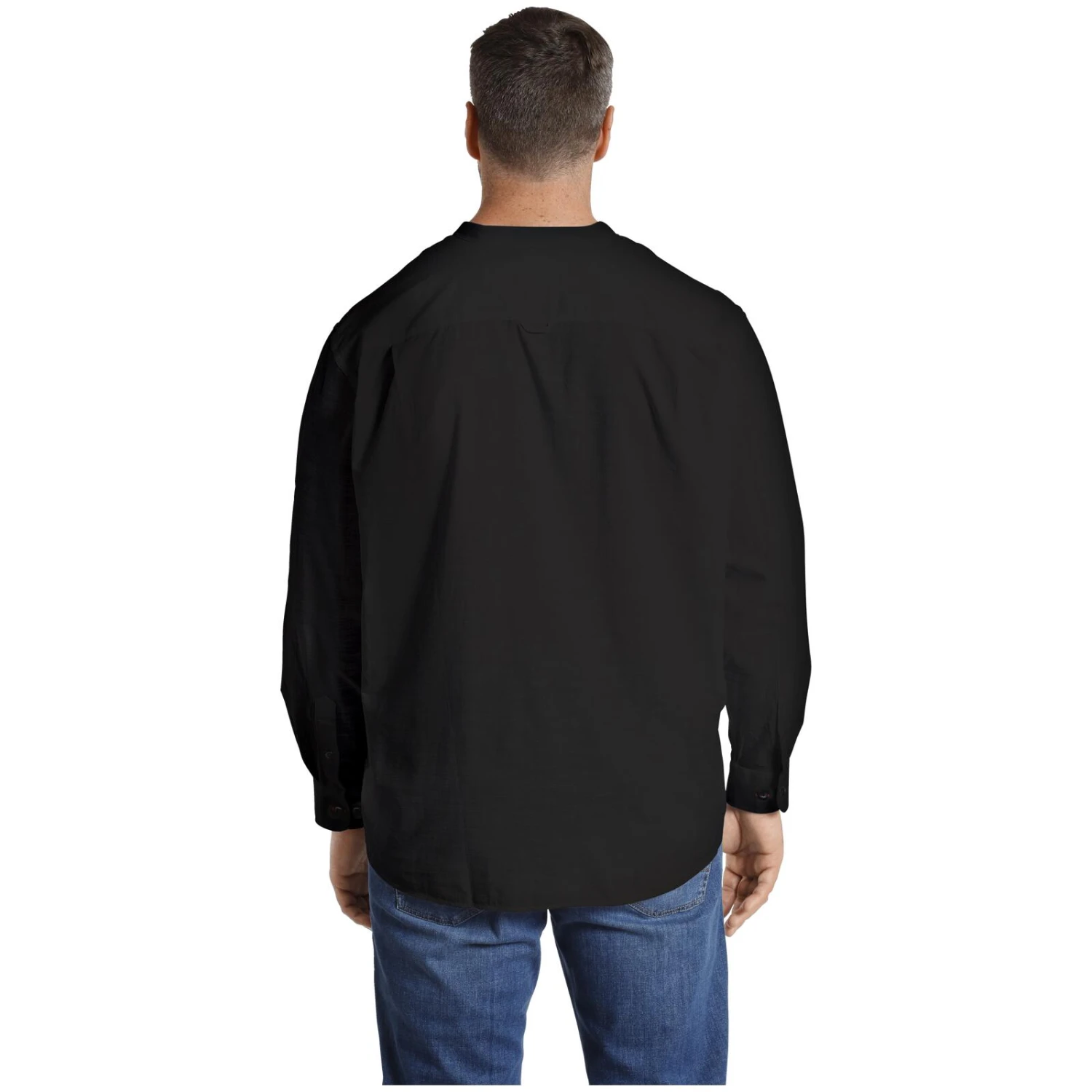 Stehkragenhemd KALLU Schwarz 5 Stehkragenhemd KALLU Schwarz – Bild 3