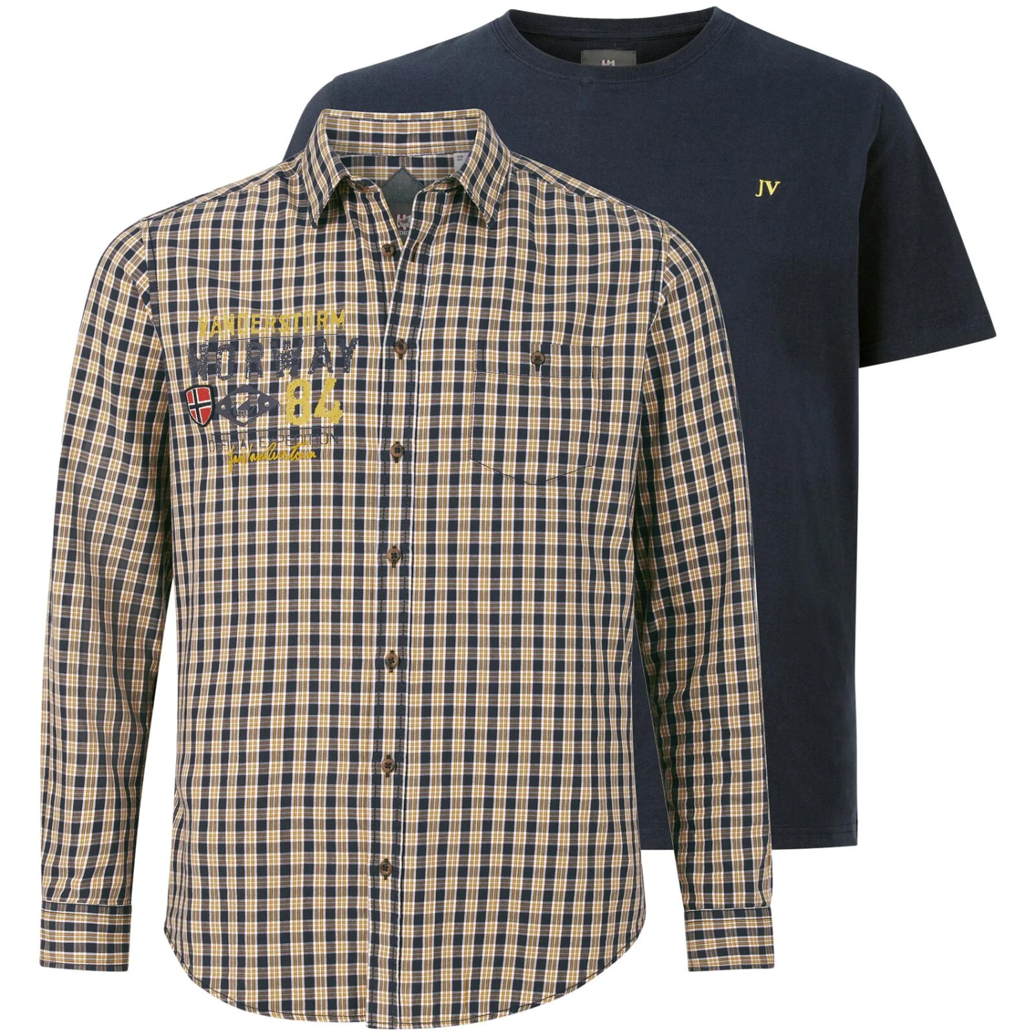 Set Hemd Und T-Shirt RATFRIED Dunkelblau Kariert 3 Set Hemd Und T-Shirt RATFRIED Dunkelblau Kariert