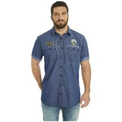 Kurzarmhemd LANDOLF Blau Gestreift -Warme Kleidung server 813