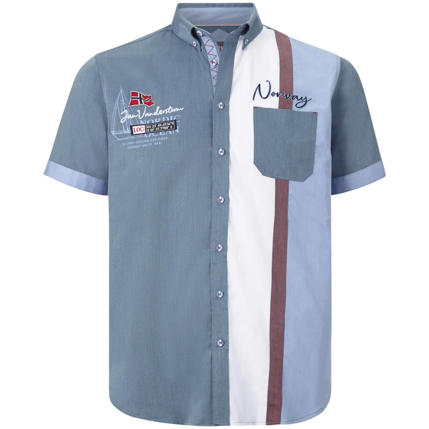 Kurzarmhemd THJORVEN Blau Gestreift 3 Kurzarmhemd THJORVEN Blau Gestreift