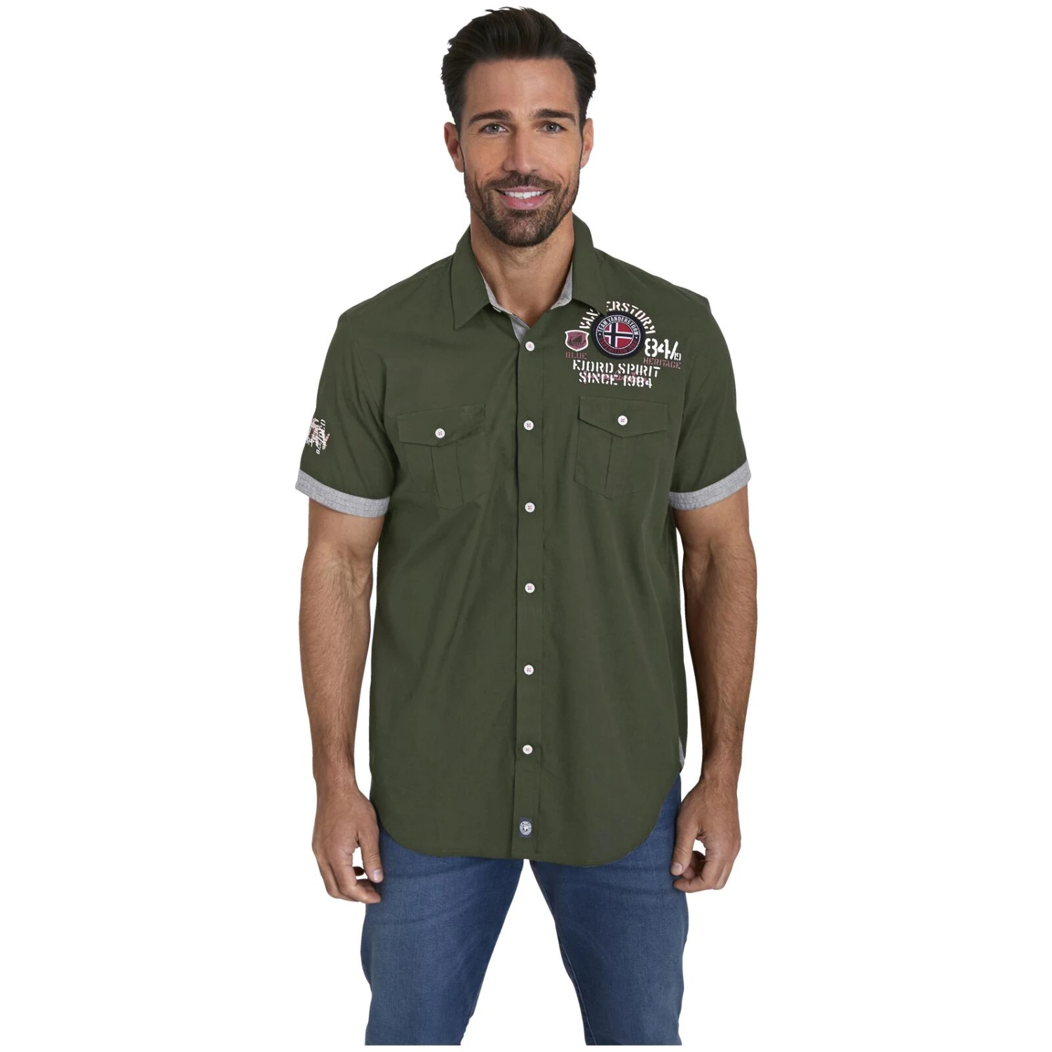 Kurzarmhemd SNOFRED Oliv 4 Kurzarmhemd SNOFRED Oliv – Bild 2