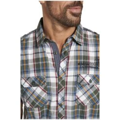 Kurzarmhemd AAGES Oliv Kariert -Warme Kleidung server 899