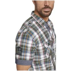 Kurzarmhemd AAGES Oliv Kariert -Warme Kleidung server 903