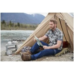 Kurzarmhemd AAGES Oliv Kariert -Warme Kleidung server 904