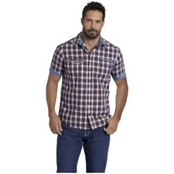 Kurzarmhemd SINDBALD Blau Rot Kariert 10 Kurzarmhemd SINDBALD Blau Rot Kariert -Warme Kleidung server 921